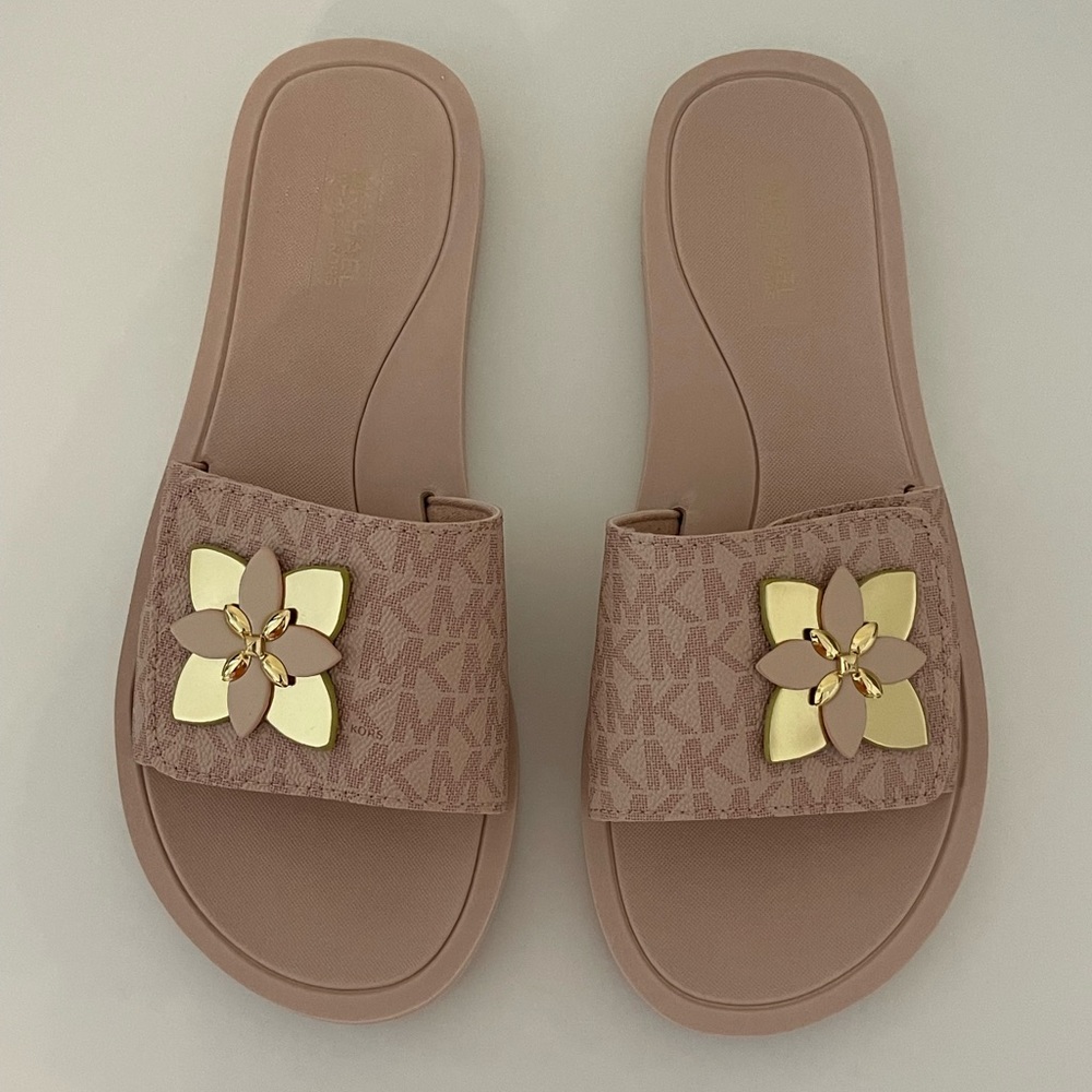 Michael Kors pink slide on shoes